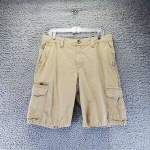Eddie Bauer Shorts Mens 35 Tan Cargo Style 100% Cotton Multiple Pockets